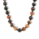 Madagascar Agate Chunky Beaded Necklace | 12mm 14k Gold Plated, Madagascar Agate, Black Spinel