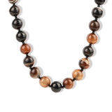 Madagascar Agate Chunky Beaded Necklace | 12mm 14k Gold Plated, Madagascar Agate, Black Spinel