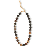 Madagascar Agate Chunky Beaded Necklace | 12mm 14k Gold Plated, Madagascar Agate, Black Spinel