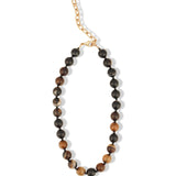 Madagascar Agate Chunky Beaded Necklace | 12mm 14k Gold Plated, Madagascar Agate, Black Spinel