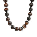 Madagascar Agate Chunky Beaded Necklace | 14mm 14k Gold Plated, Madagascar Agate, Black Spinel