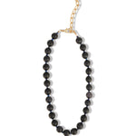 Blue Goldstone Chunky Beaded Necklace | 12mm 14k Gold Plated, Blue Goldstone, Lapis