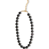Blue Goldstone Chunky Beaded Necklace | 12mm 14k Gold Plated, Blue Goldstone, Lapis