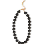 Blue Goldstone Chunky Beaded Necklace | 14mm 14k Gold Plated, Blue Goldstone, Lapis