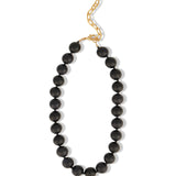 Blue Goldstone Chunky Beaded Necklace | 14mm 14k Gold Plated, Blue Goldstone, Lapis
