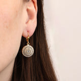 La Vie Parisienne-Small Round Pavé Hooks-Earrings-14k Gold Plated, Black Diamond Crystal-Blue Ruby Jewellery-Vancouver Canada