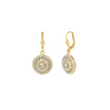 Small Round Pavé Hooks 14k Gold Plated, Black Diamond Crystal
