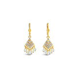 La Vie Parisienne-Fan Crystal Drop Hooks-Earrings-14k Gold Plated, White Crystal-Blue Ruby Jewellery-Vancouver Canada