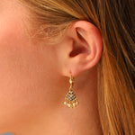 La Vie Parisienne-Fan Crystal Pearl Drop Hooks-Earrings-Blue Ruby Jewellery-Vancouver Canada