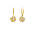 La Vie Parisienne-Round Halo Crystal Hooks | 12mm-Earrings-14k Gold Plated, White Pearl-Blue Ruby Jewellery-Vancouver Canada
