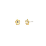 Flower Studs 14k Gold Plated, White Crystal
