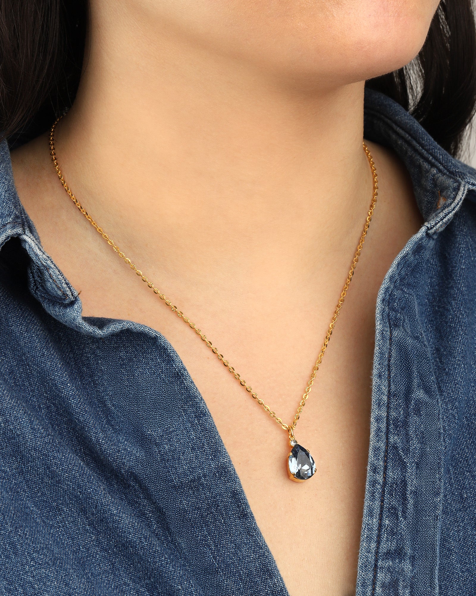 La Vie Parisienne-Teardrop Crystal Necklace-Necklaces-Blue Ruby Jewellery-Vancouver Canada