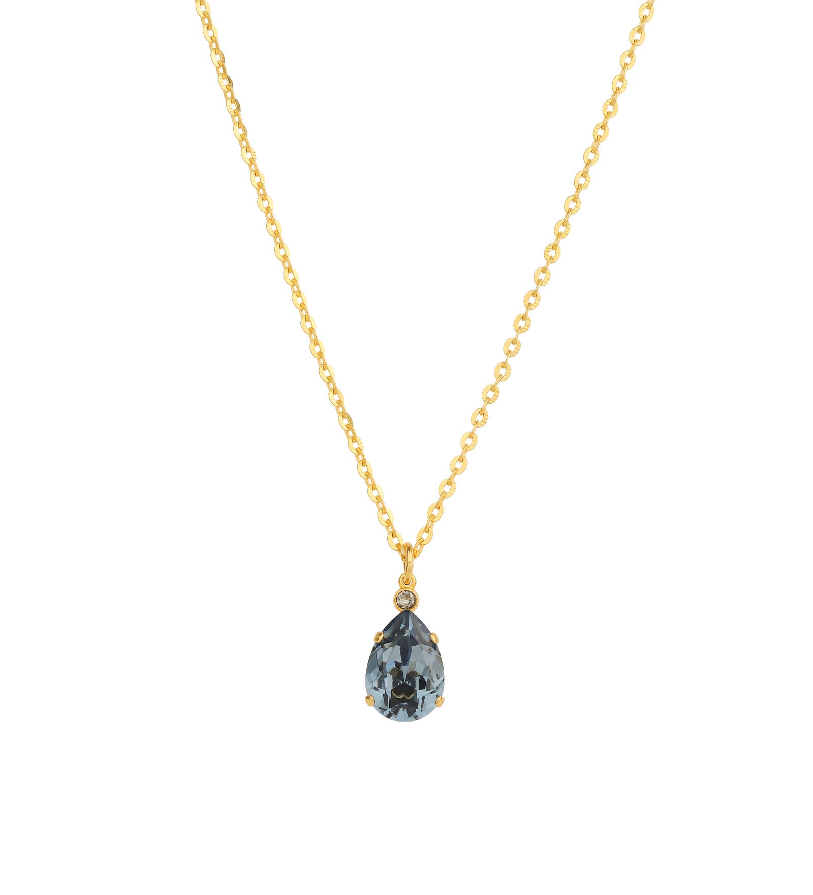 La Vie Parisienne-Teardrop Crystal Necklace-Necklaces-14k Gold Plated, Midnight Crystal-Blue Ruby Jewellery-Vancouver Canada