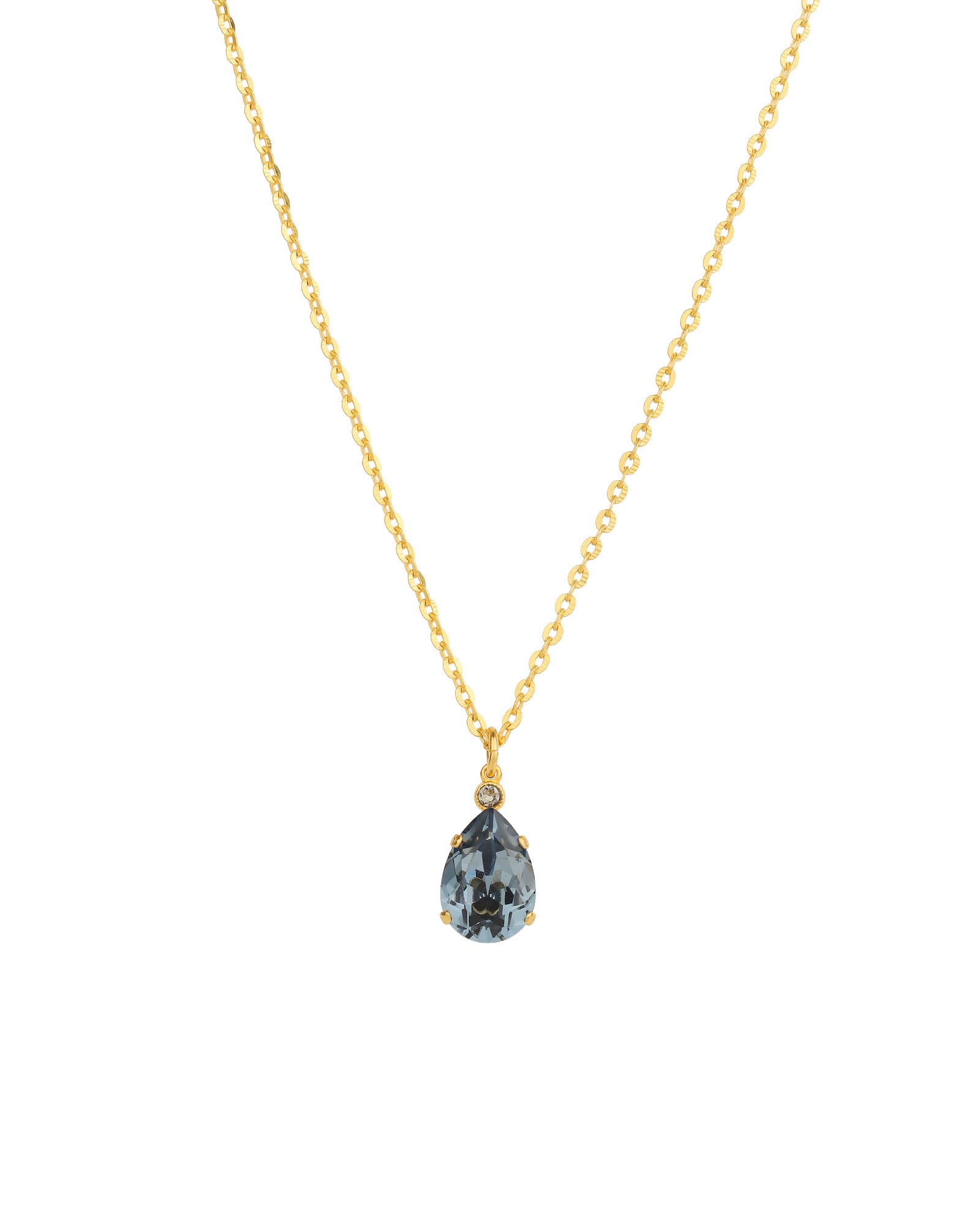 La Vie Parisienne-Teardrop Crystal Necklace-Necklaces-14k Gold Plated, Midnight Crystal-Blue Ruby Jewellery-Vancouver Canada