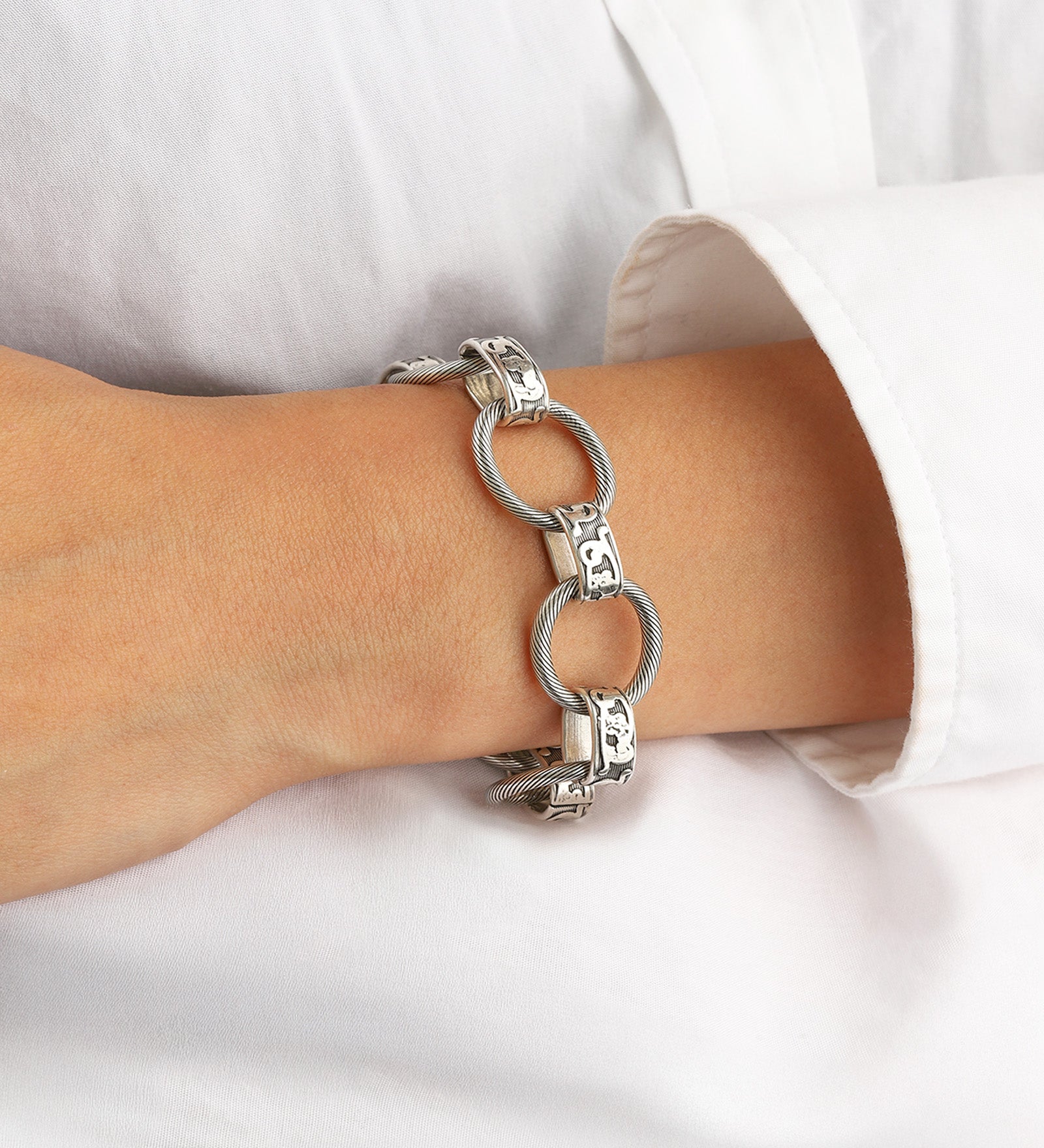 La Vie Parisienne-Oval Link Stamped Chain Bracelet-Bracelets-Blue Ruby Jewellery-Vancouver Canada
