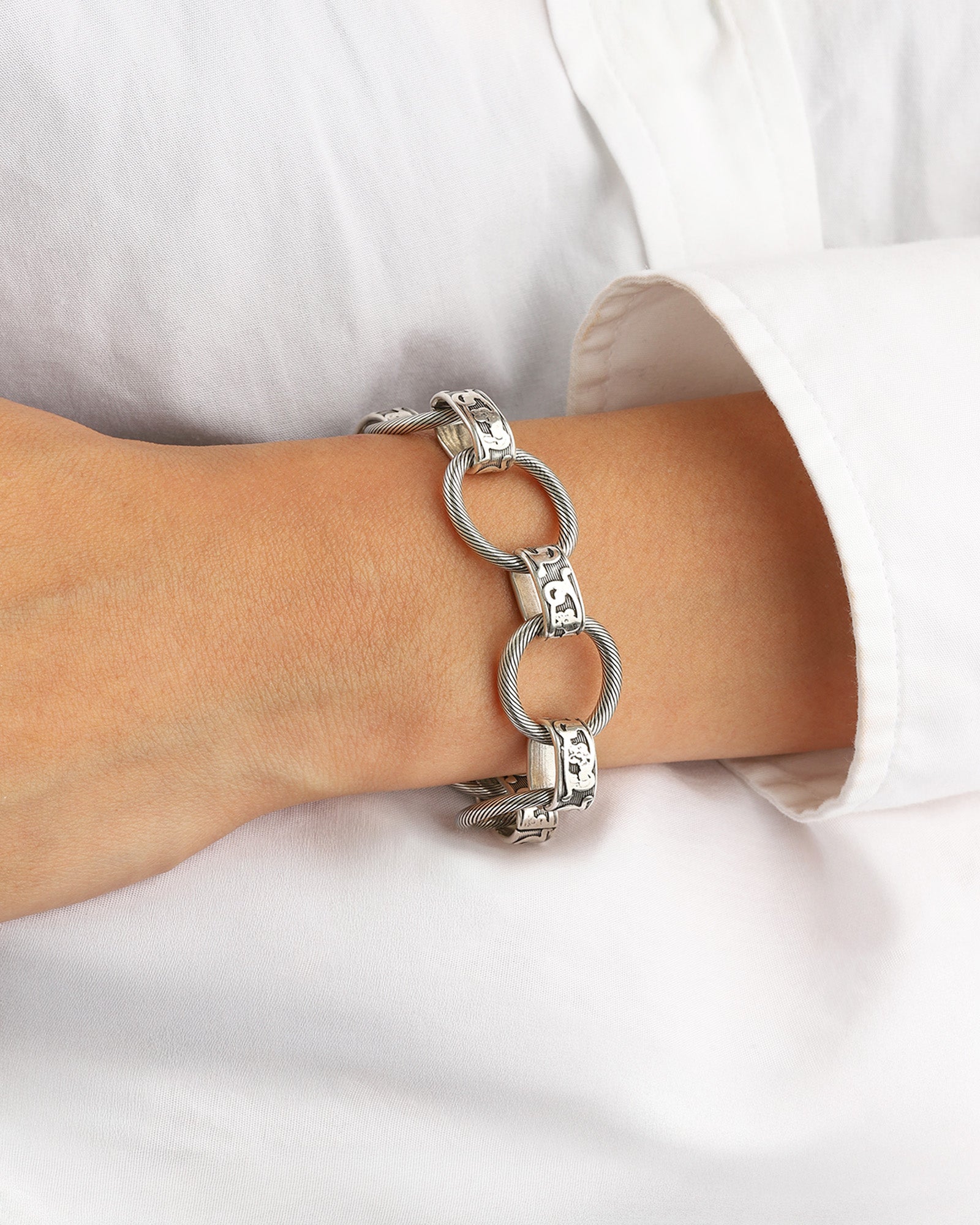 La Vie Parisienne-Oval Link Stamped Chain Bracelet-Bracelets-Blue Ruby Jewellery-Vancouver Canada