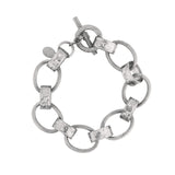 La Vie Parisienne-Oval Link Stamped Chain Bracelet-Bracelets-Silver Plated-Blue Ruby Jewellery-Vancouver Canada