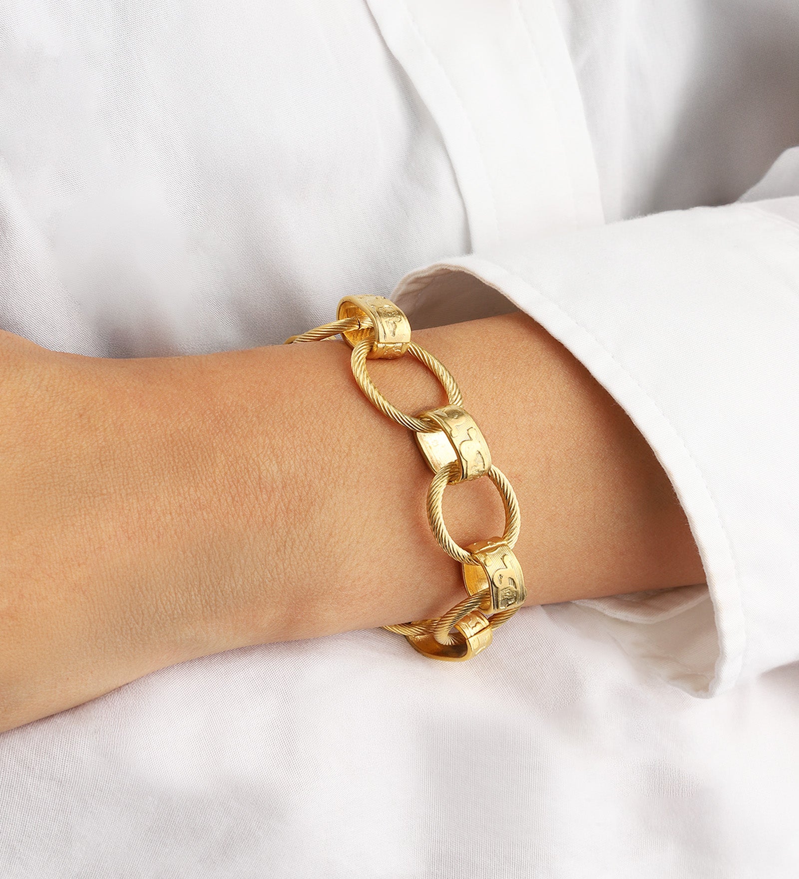 La Vie Parisienne-Oval Link Stamped Chain Bracelet-Bracelets-Blue Ruby Jewellery-Vancouver Canada