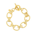 La Vie Parisienne-Oval Link Stamped Chain Bracelet-Bracelets-14k Gold Plated-Blue Ruby Jewellery-Vancouver Canada
