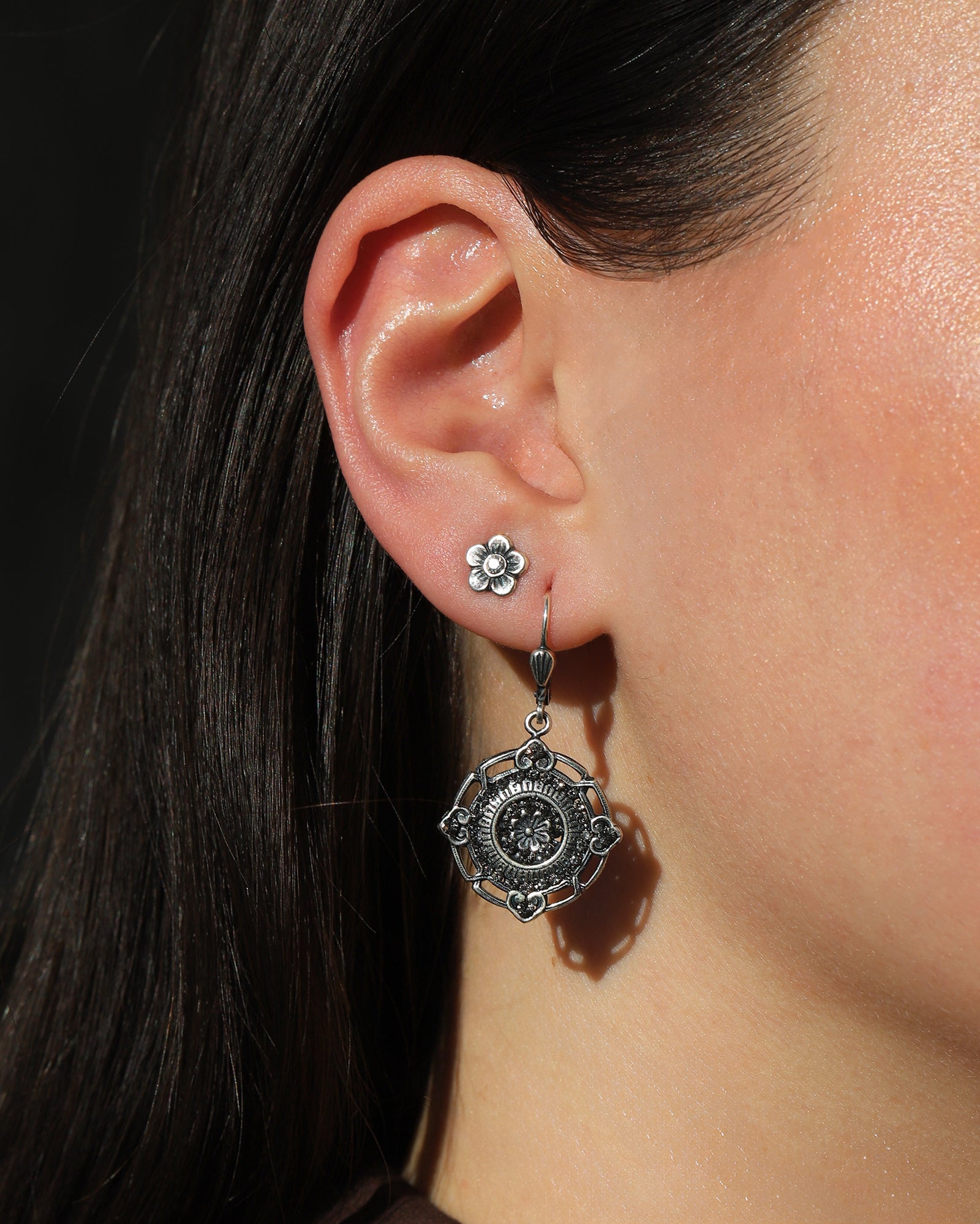 La Vie Parisienne-Flower Crystal Studs-Earrings-Blue Ruby Jewellery-Vancouver Canada