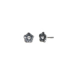La Vie Parisienne-Flower Crystal Studs-Earrings-Silver Plated, White Crystal-Blue Ruby Jewellery-Vancouver Canada