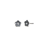 La Vie Parisienne-Flower Crystal Studs-Earrings-Silver Plated, White Crystal-Blue Ruby Jewellery-Vancouver Canada