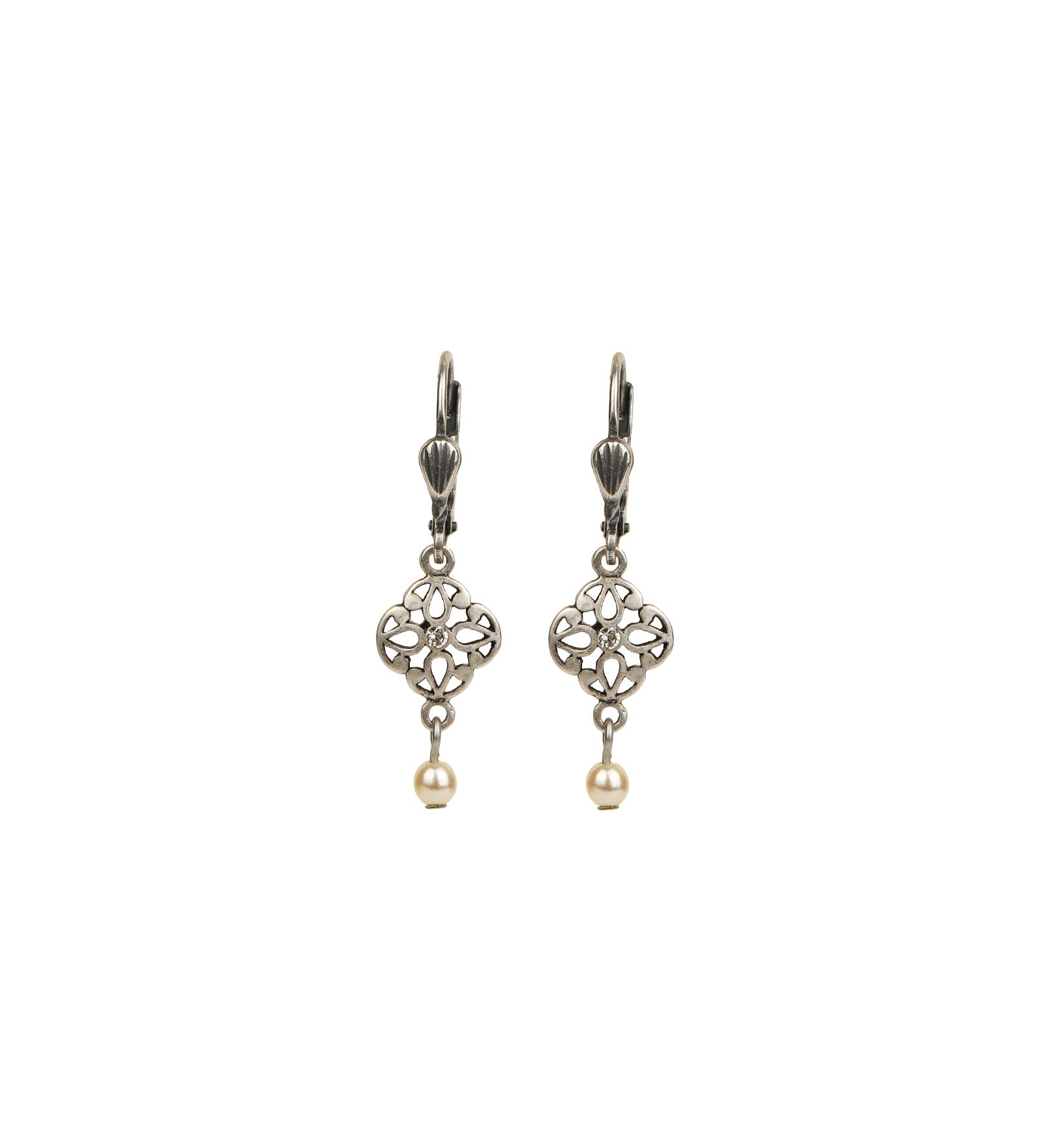 La Vie Parisienne-Filigree Pearl Drop Hooks-Earrings-Blue Ruby Jewellery-Vancouver Canada