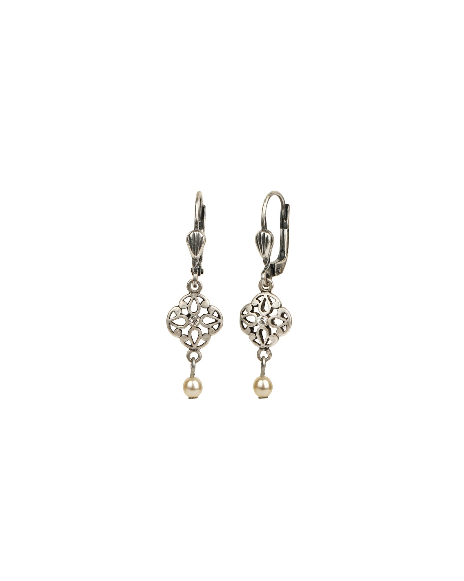La Vie Parisienne-Filigree Pearl Drop Hooks-Earrings-Blue Ruby Jewellery-Vancouver Canada