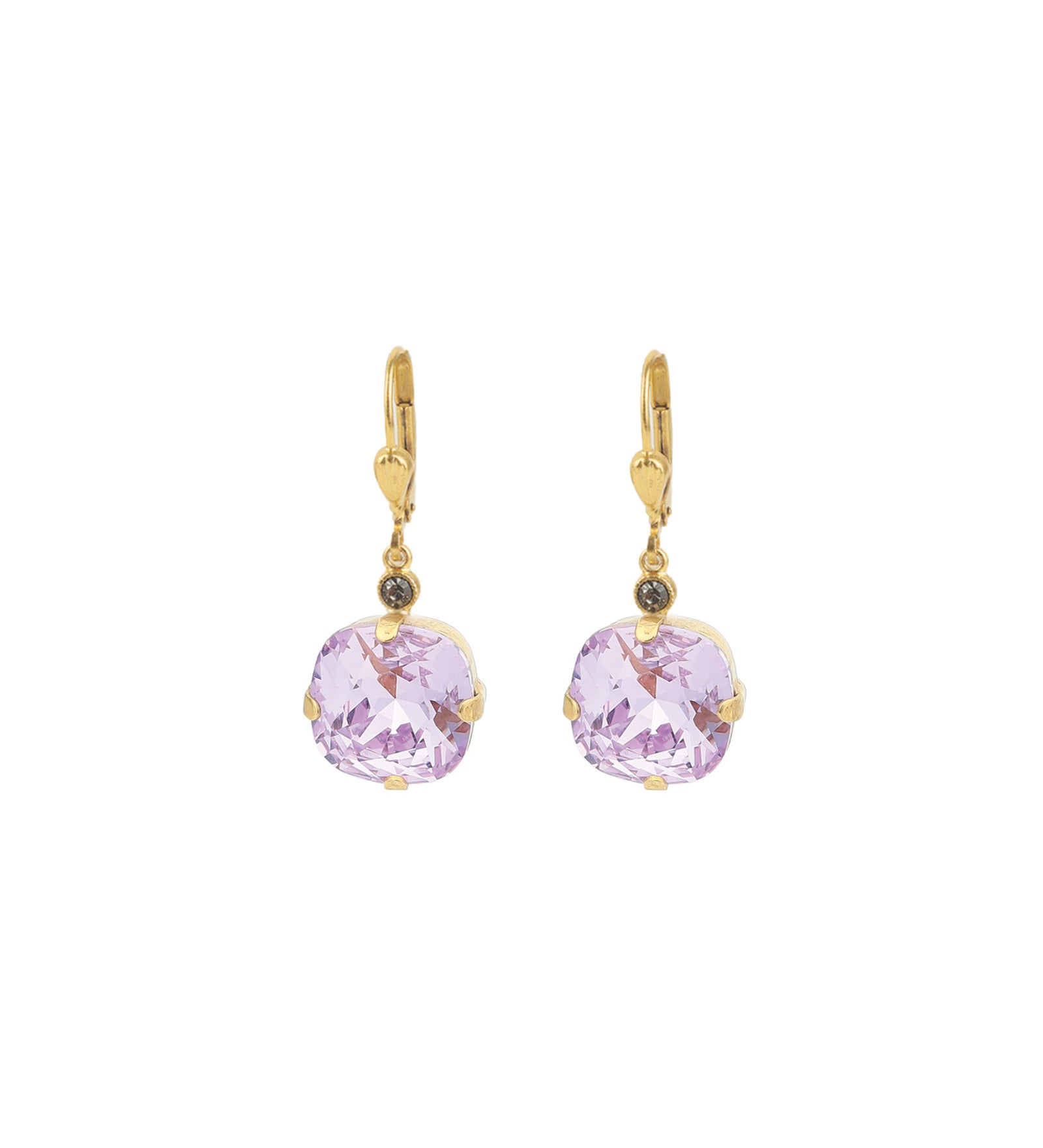 La Vie Parisienne-Round Crystal Hooks | 13mm-Earrings-14k Gold Plated, Violet Crystal-Blue Ruby Jewellery-Vancouver Canada