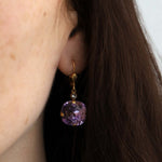 Round Crystal Hooks | 13mm 14k Gold Plated, Violet Crystal