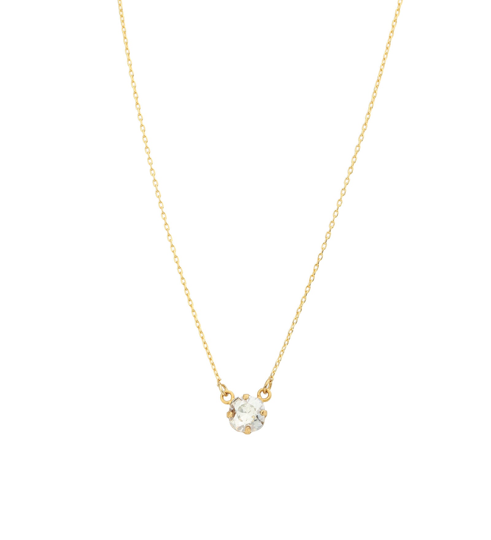Round Crystal Necklace 14k Gold Plated, Shade Crystal
