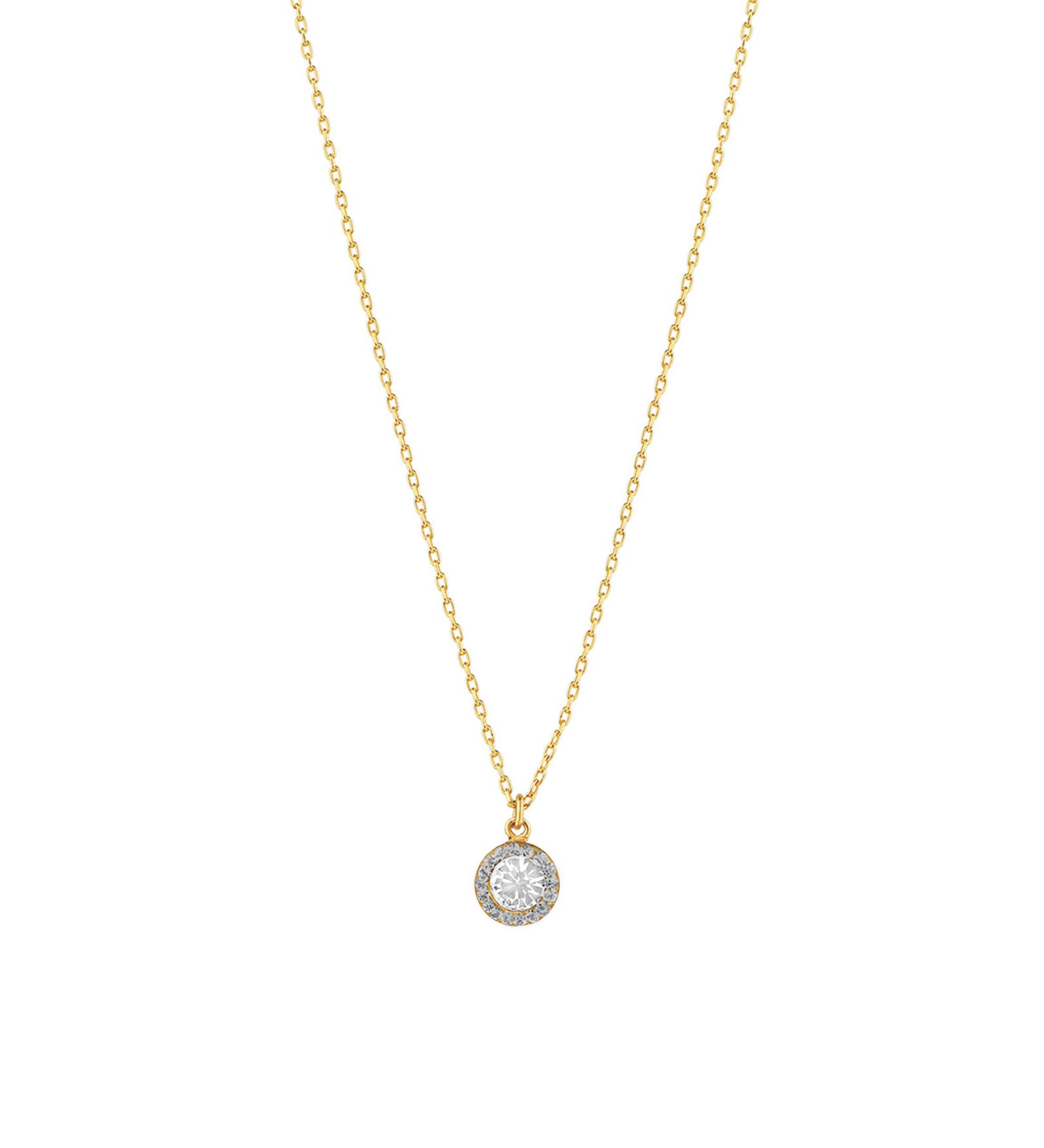 La Vie Parisienne-Round Pavé Halo Necklace-Necklaces-14k Gold Plated, Black Diamond Crystal-Blue Ruby Jewellery-Vancouver Canada