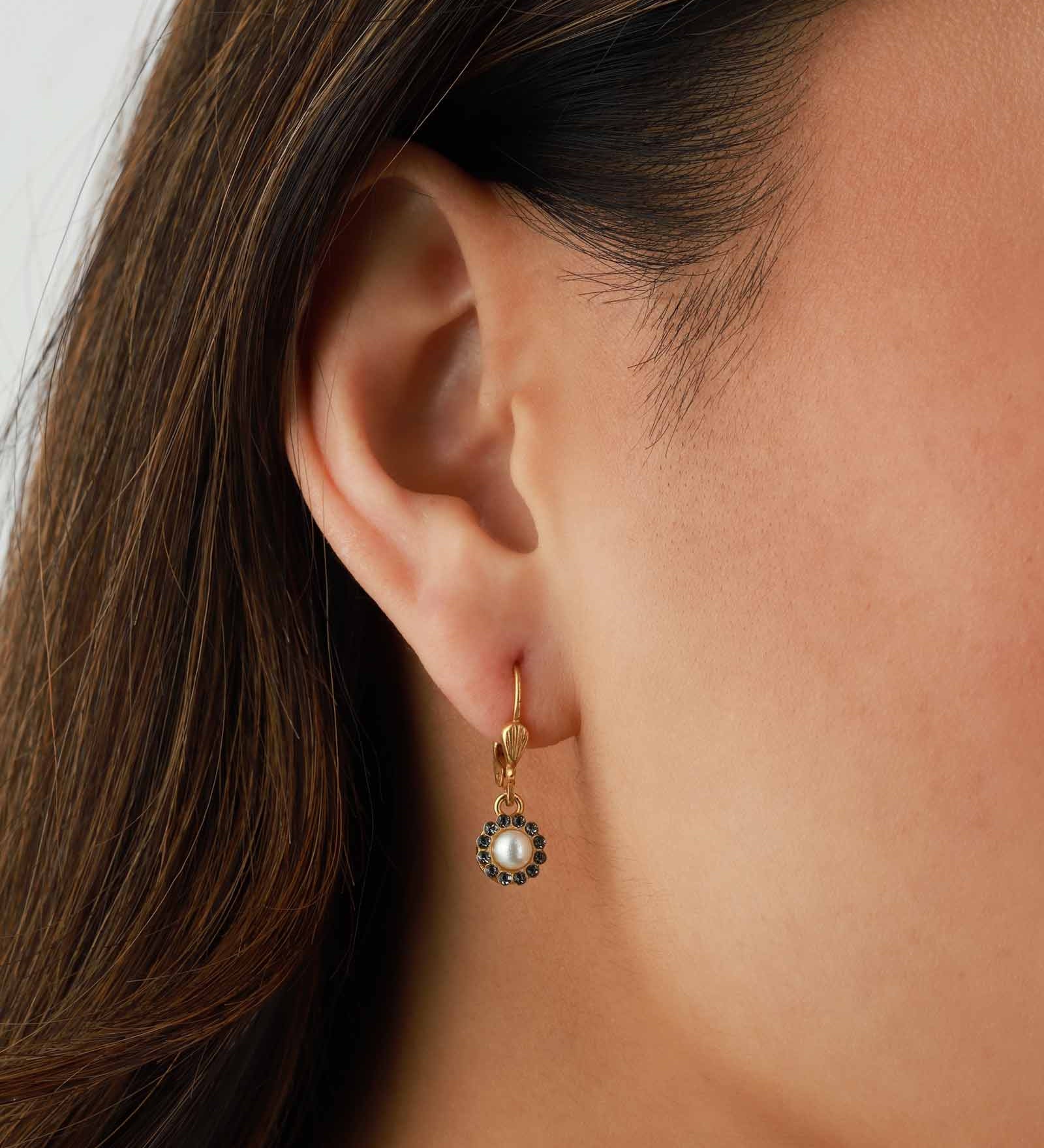 La Vie Parisienne-Round Halo Pavé Hooks | 7mm-Earrings-Blue Ruby Jewellery-Vancouver Canada