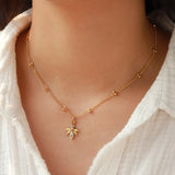 Bee Crystal Station Necklace 14k Gold Plated, Shaded Crystal