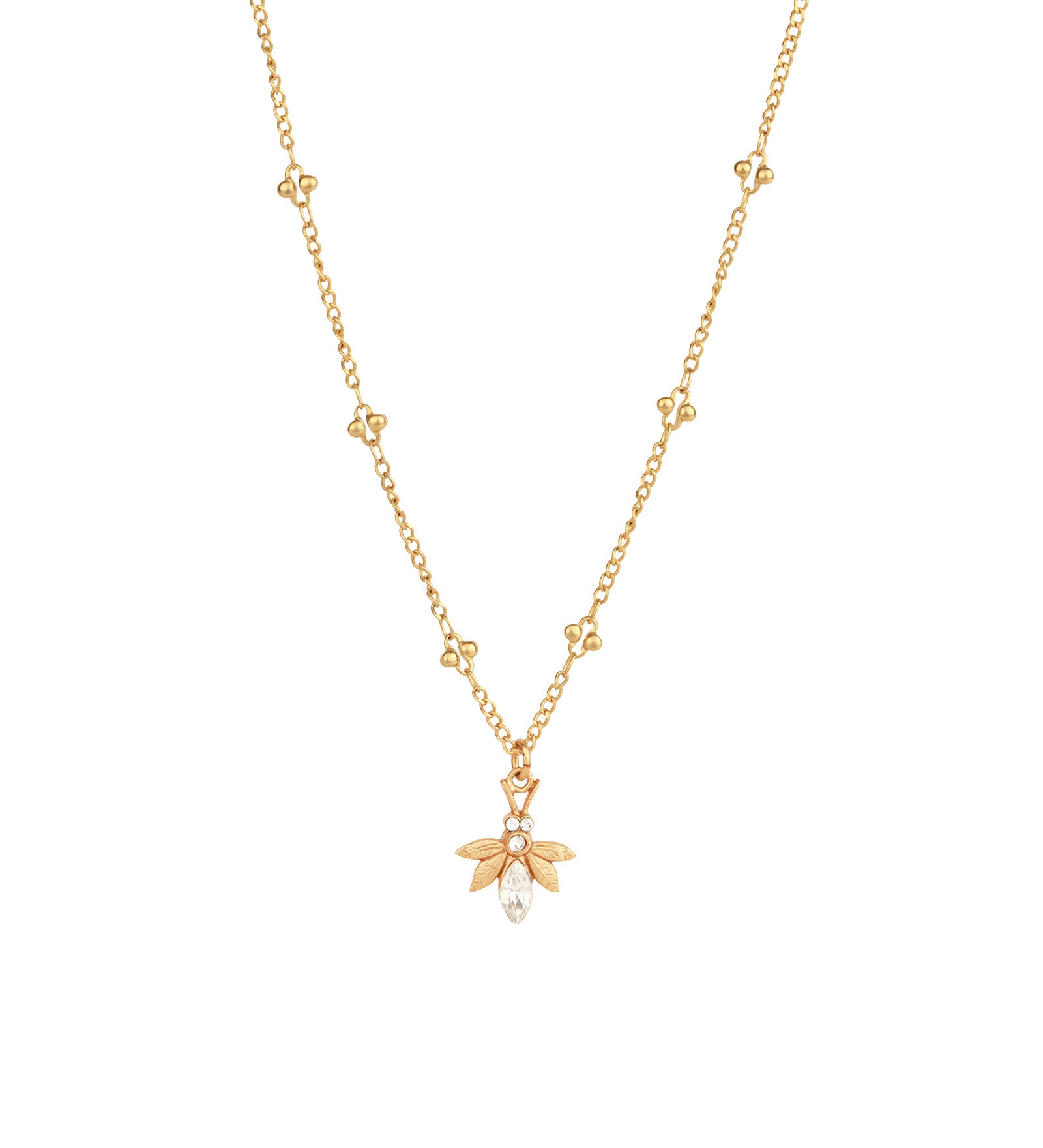 Bee Crystal Station Necklace 14k Gold Plated, Shaded Crystal