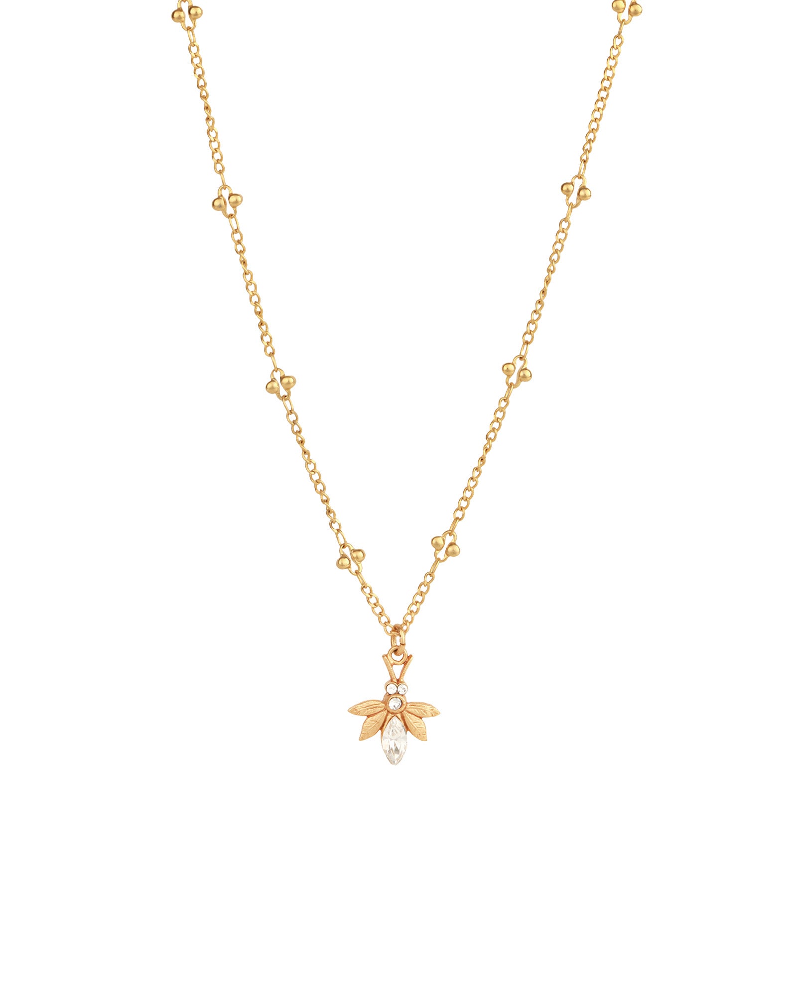Bee Crystal Station Necklace 14k Gold Plated, Shaded Crystal