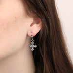La Vie Parisienne-Crystal Cross Hooks-Earrings-Silver Plated-Blue Ruby Jewellery-Vancouver Canada