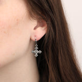 La Vie Parisienne-Crystal Cross Hooks-Earrings-Silver Plated-Blue Ruby Jewellery-Vancouver Canada