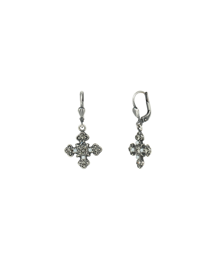 Crystal Cross Hooks Silver Plated