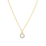 La Vie Parisienne-Round Halo Necklace-Necklaces-14k Gold Plated, Black Diamond Crystal-Blue Ruby Jewellery-Vancouver Canada