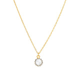 La Vie Parisienne-Round Halo Necklace-Necklaces-14k Gold Plated, Black Diamond Crystal-Blue Ruby Jewellery-Vancouver Canada