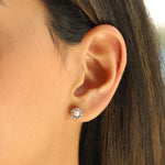La Vie Parisienne-Round Halo Pavé Studs | 7mm-Earrings-Blue Ruby Jewellery-Vancouver Canada