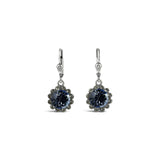 La Vie Parisienne-Round Halo Pavé Hooks | 12mm-Earrings-Silver Plated, Midnight Crystal-Blue Ruby Jewellery-Vancouver Canada