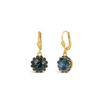 La Vie Parisienne-Round Halo Pavé Hooks | 12mm-Earrings-14k Gold Plated, Midnight Crystal-Blue Ruby Jewellery-Vancouver Canada