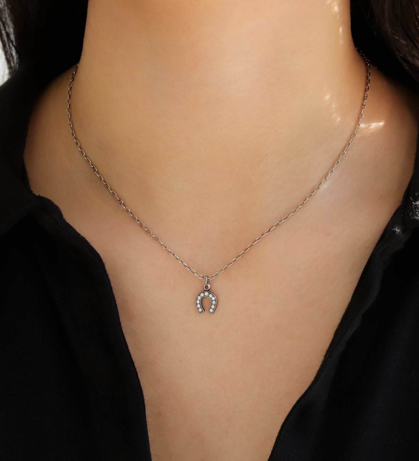 La Vie Parisienne-Horseshoe Crystal Necklace-Necklaces-Blue Ruby Jewellery-Vancouver Canada