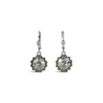 La Vie Parisienne-Round Halo Pavé Hooks | 12mm-Earrings-Silver Plated, Shade Crystal-Blue Ruby Jewellery-Vancouver Canada
