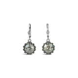 La Vie Parisienne-Round Halo Pavé Hooks | 12mm-Earrings-Silver Plated, Shade Crystal-Blue Ruby Jewellery-Vancouver Canada