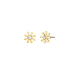 La Vie Parisienne-Daisy Crystal Centre Studs-Earrings-14k Gold Plated, White Crystal-Blue Ruby Jewellery-Vancouver Canada