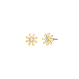 La Vie Parisienne-Daisy Crystal Centre Studs-Earrings-14k Gold Plated, White Crystal-Blue Ruby Jewellery-Vancouver Canada