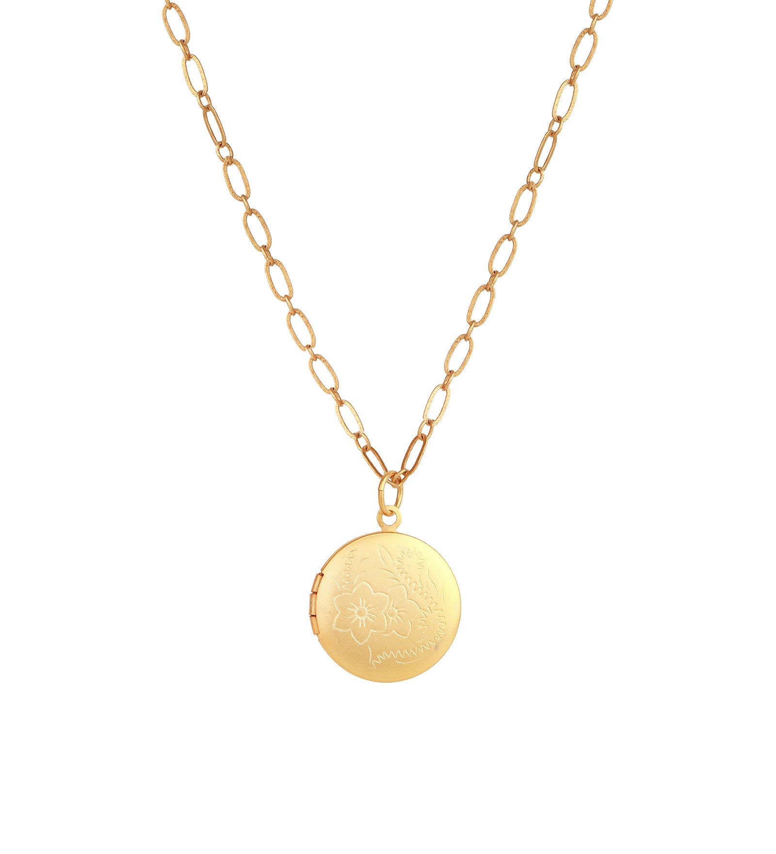 La Vie Parisienne-Round Locket-Necklaces-14k Gold Plated-Blue Ruby Jewellery-Vancouver Canada